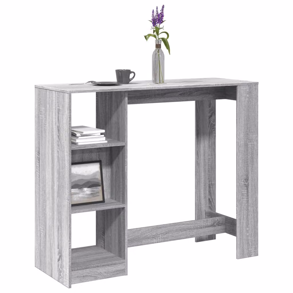 vidaXL Tavolo Bar Moderno con Ripiano in Grigio Sonoma, L 124 x P 46 x H 103,5 cm