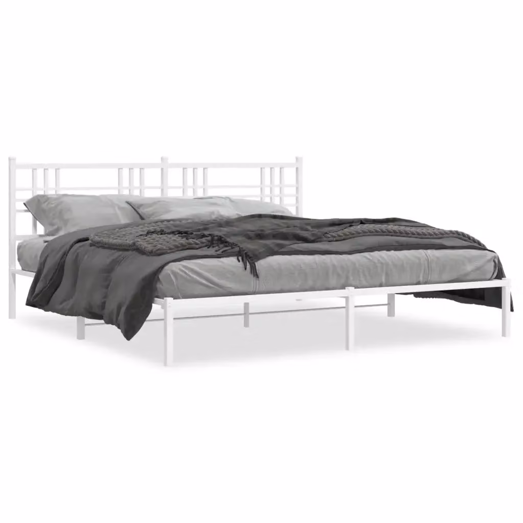 Giroletto con Testiera in Metallo Bianco vidaXL L: 198 cm, P: 207 cm, H: 90 cm – 2