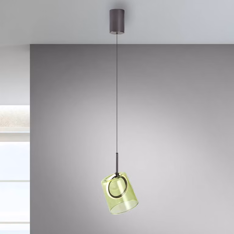 Paul Neuhaus Lampada a sospensione in vetro Zula, Verde, Soggiorno / Sala da pranzo, Vetro, Moderno, Lampada a sospensione