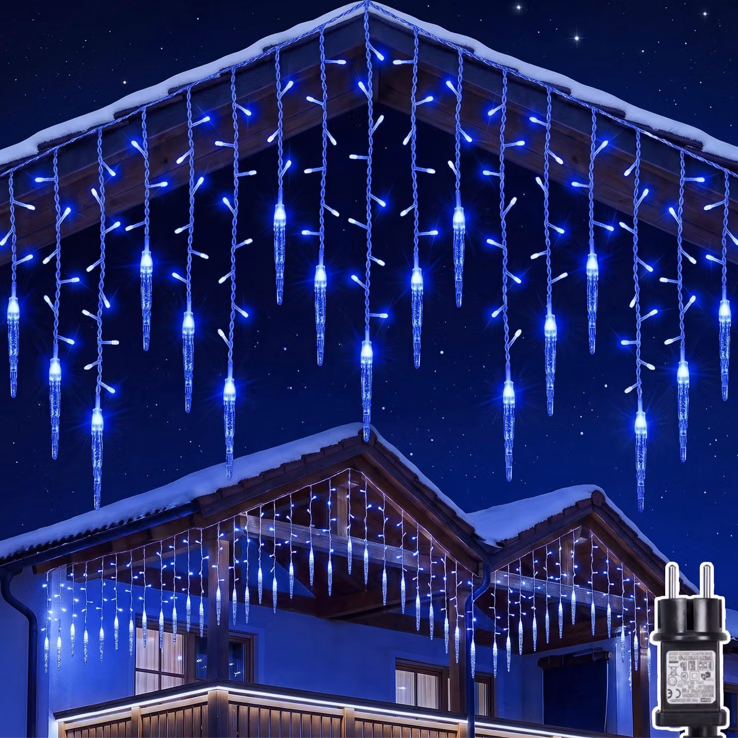3.5m 96LED Icicle Fairy Lights Blue Curtain Lights Impermeabile Indoor Party Garden Decorazione di Natale