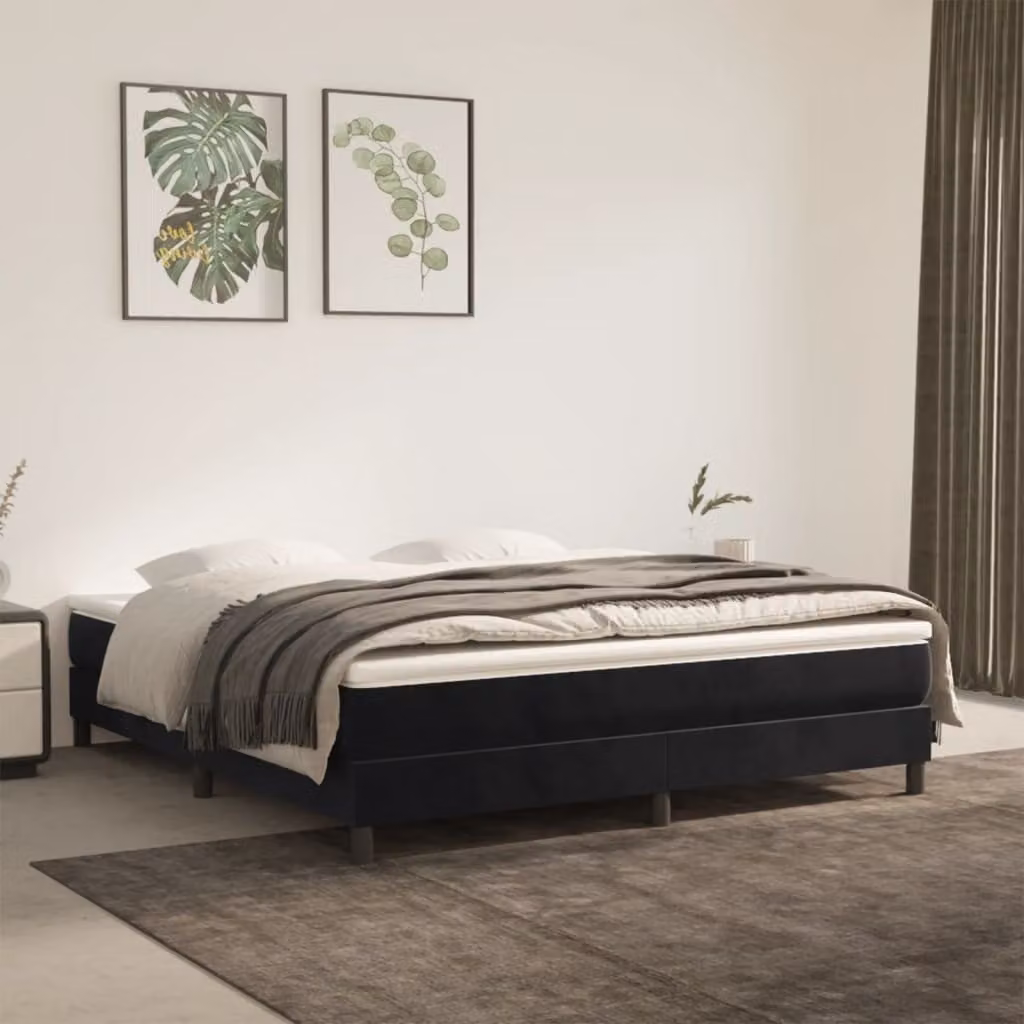 The Living Store struttura letto nera 180×200 cm in velluto