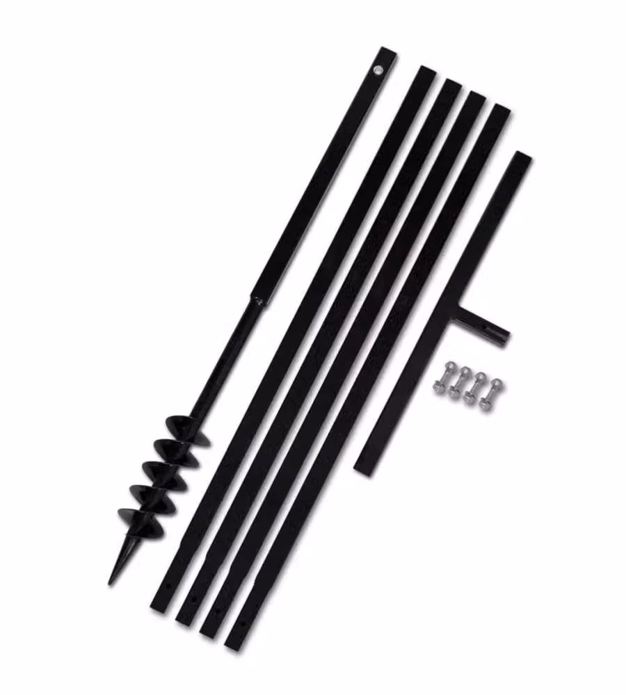 vidaXL Trapano da terra con manico 80 mm e tubo di prolunga in acciaio da 5 m, colore nero – 2