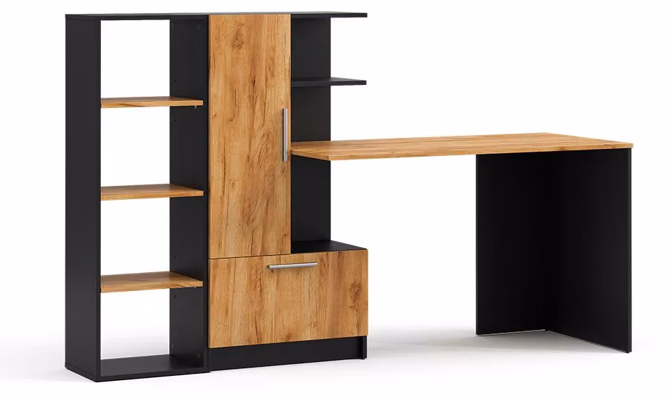 Scrivania con ripiani Vicco Tomy Antracite/Rovere dorato 150 x 59 cm Set di 2, Model 59184