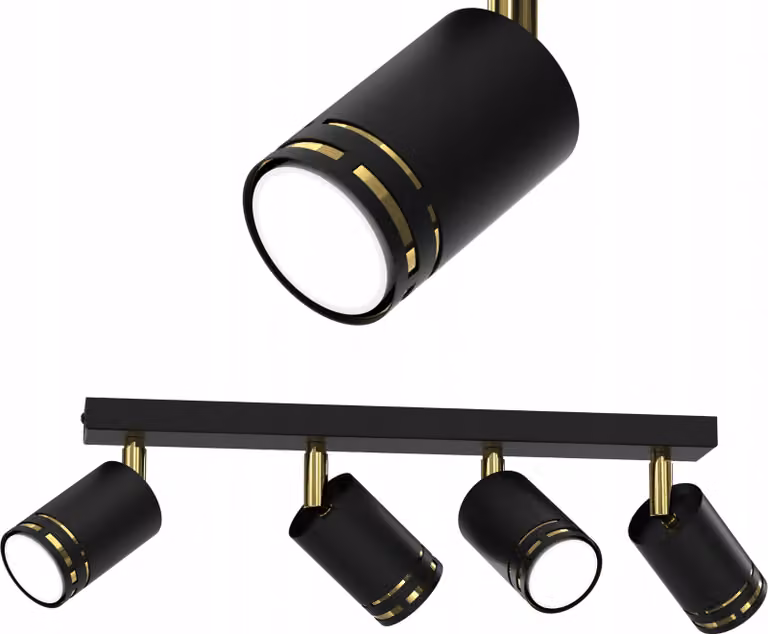 Lampada Da Soffitto Nera E Oro Con Led Mobile Gu10 - Lampada A Riflettore Polacca