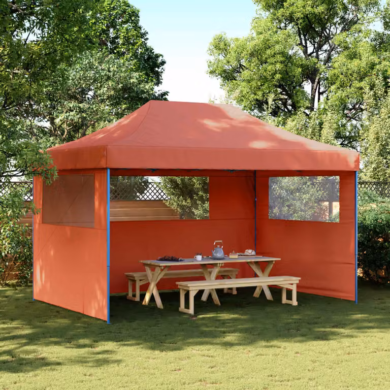 Tenda Party vidaXL in tessuto Oxford e acciaio, colori arancione, bianco e rosso, L/P/H: 292 x 440 x 315 cm