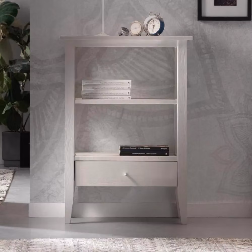 Consolle shabby chic in legno massello di Mobili2g con 1 cassetto, colore grigio, L: 60 cm, P: 30 cm, H: 85 cm – 1