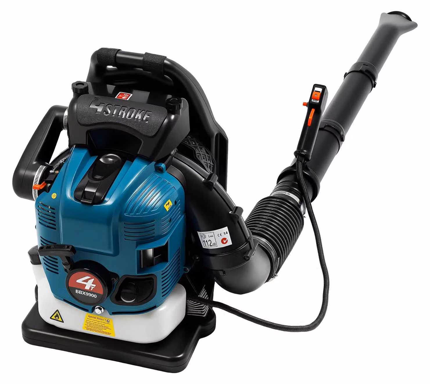 Soffiatore a zaino - Motore a benzina 4 tempi, 75,6 ccm, 2600 W - Flusso d'aria di 498 CFM - Velocità regolabile e controllo della velocità costante - Serbatoio da 1,9 litri - Colore: blu