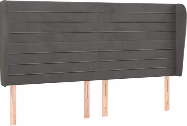 Testiera ad orecchio in velluto grigio scuro L: 163 cm, P: 23 cm, H: 118/128 cm