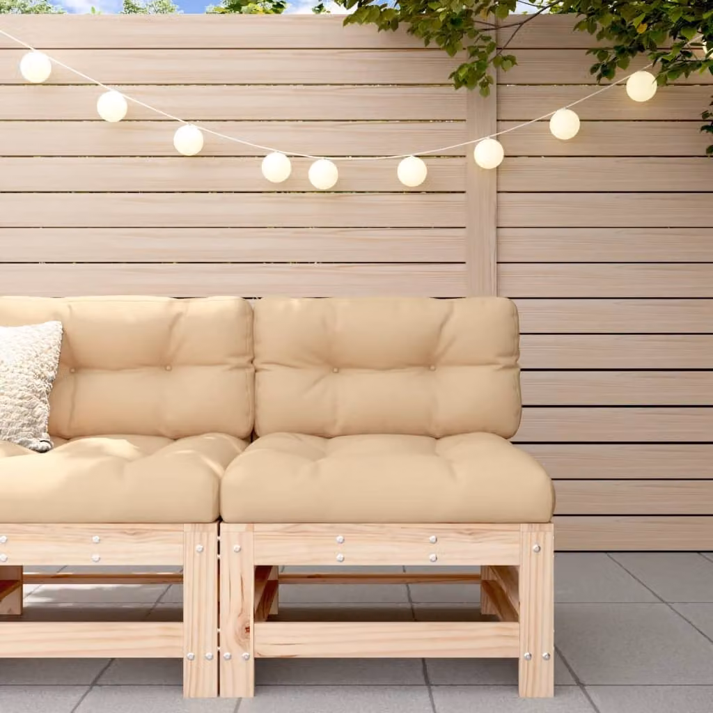 vidaXL Divano da giardino in legno massello di pino rustico non trattato, colore marrone/beige, L: 120 cm, P: 60 cm, H: 57,5 cm