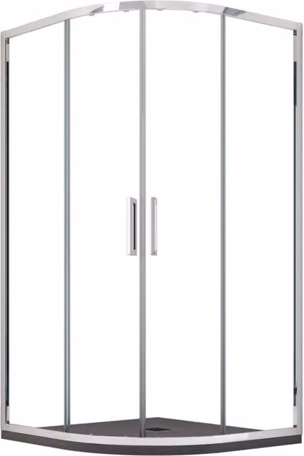 Box doccia semicircolare trasparente scorrevole h195 6mm atena, misura 90x90