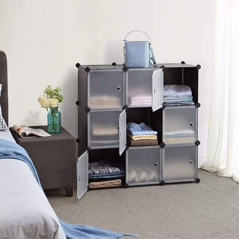SONGMICS Sistema di scaffali, scarpiera, set di 9 cubi, armadio in plastica