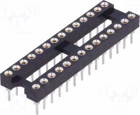 2x Zoccolo: DIP THT, placcato in oro, modello DS1001-01-28BT1NSF6S, zoccolo di precisione, con 28 pin