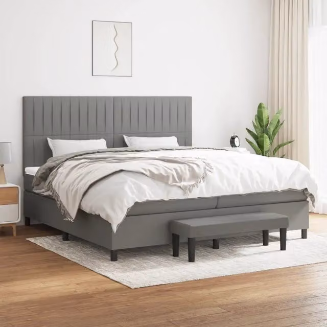 Letto Ibrido con Giroletto a Molle e Materasso vidaXL Grigio e Bianco L/P/H: 200 x 200 x 31 cm