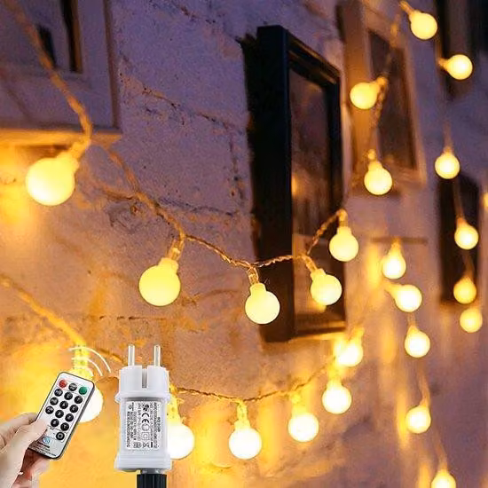 Luci natalizie: filone luminoso a LED bianco caldo da 12 m
