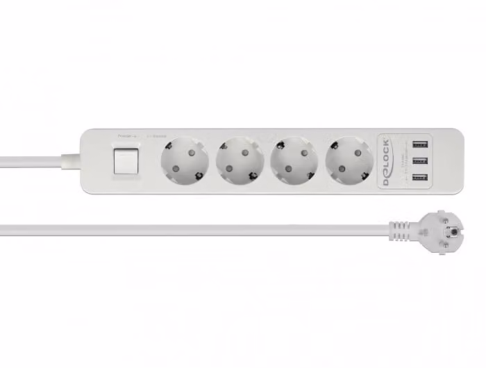 Presa di corrente DeLOCK - prolunga - corrente alternata 250 V - 4000 Watt - ingresso, ingresso CEE 7/7 - prese in uscita