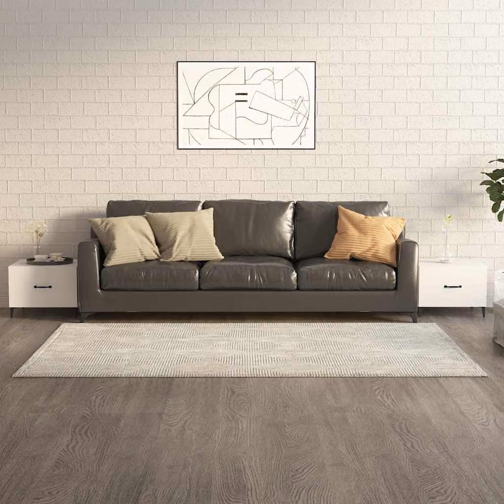 Set di 2 tavolini da salotto vidaXL in stile industriale con gambe in metallo e piano bianco lucido, L/P/H: 50 x 50 x 40 cm