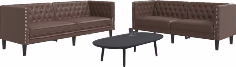 Set Divani Chesterfield 2pz Marrone in Pelle finta