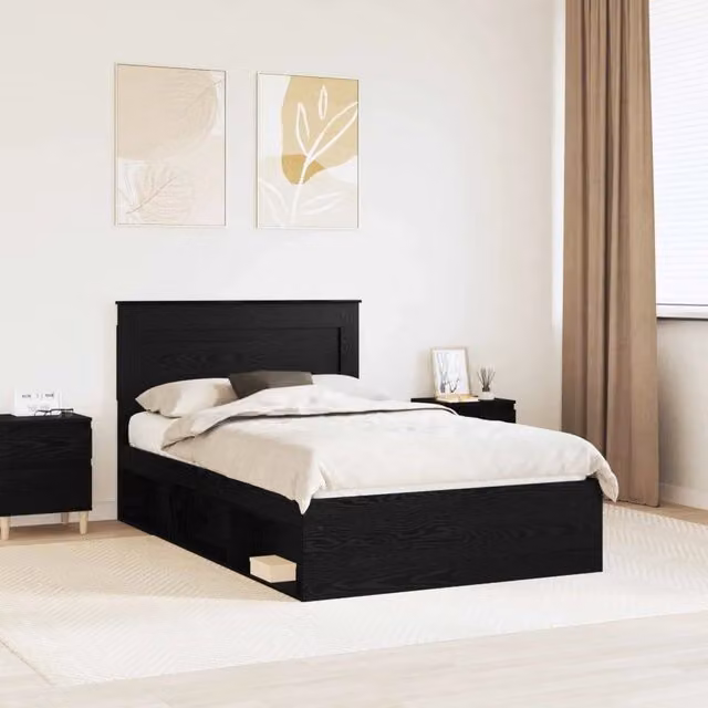 Struttura del letto Rovere Nero 120 x 190 cm 3410105