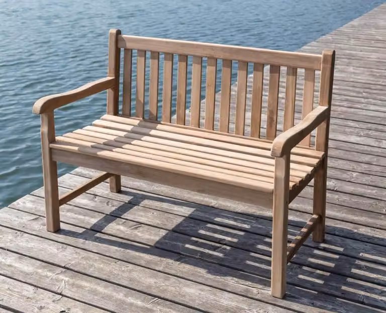 Panchina stabile Panchina da giardino Picadelly 120 cm in teak premium con braccioli