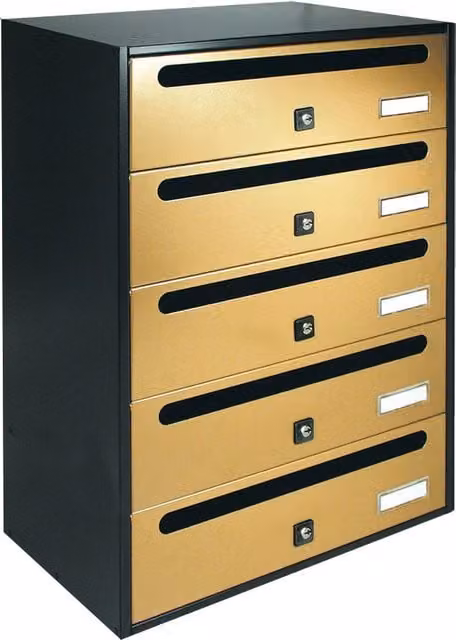 Cassetta Postale Alubox Cubo R 5 Oro L: 38,5 cm, P: 25 cm, H: 53 cm