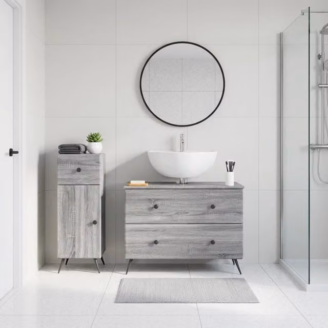 Set di Armadi da Bagno da 2 Pezzi BREDA Sonoma grigio 3417726