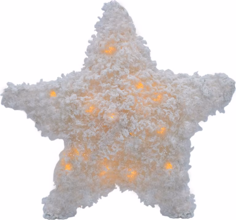 Stella LED con neve artificiale - circa 30 cm / bianco neve - batteria con timer