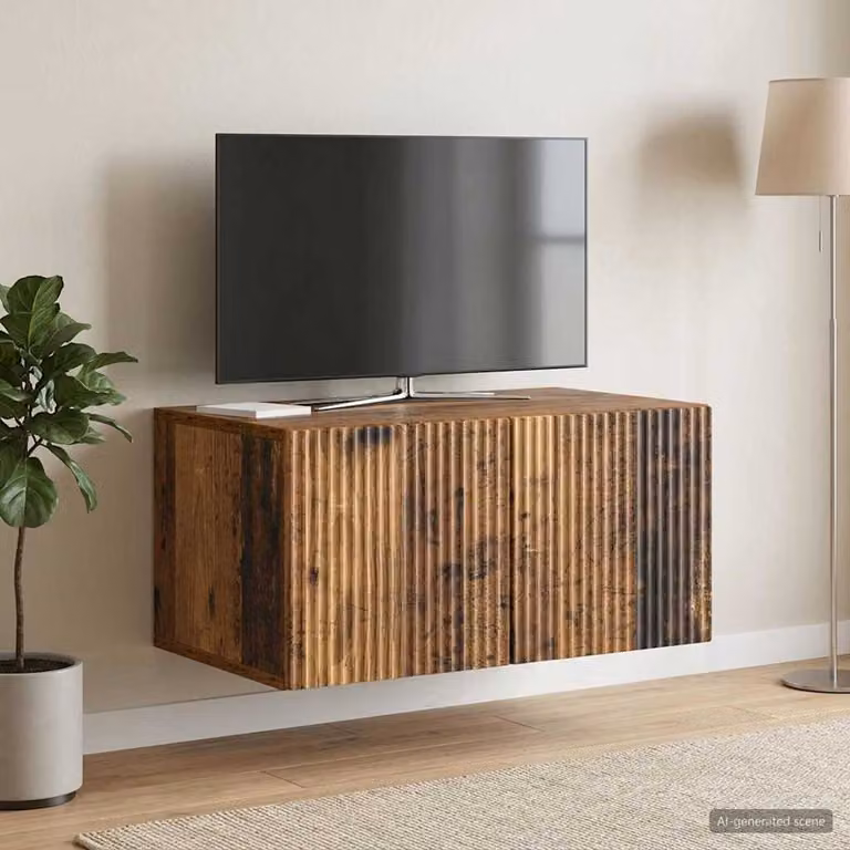vidaXL Mobile Porta TV da Muro in Legno MDF Marrone, L 59,5 cm x P 41 cm x H 30 cm