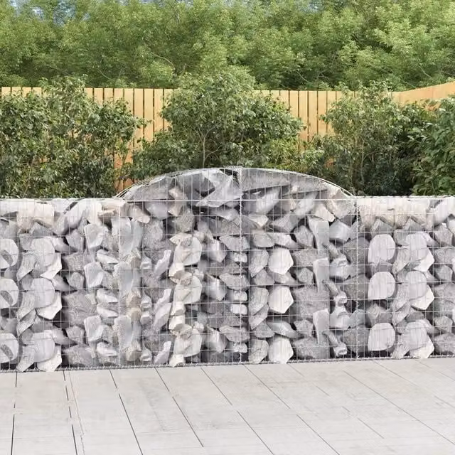 Set di 20 Cesti Gabbioni ad Arco Videx in Acciaio Zincato Argento L: 300 cm, P: 50 cm, H: 100/120 cm