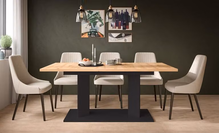 xonox.home Tavolo da pranzo Gustav nero/ finitura rovere Artisan L/A/P: 220x76x100 cm