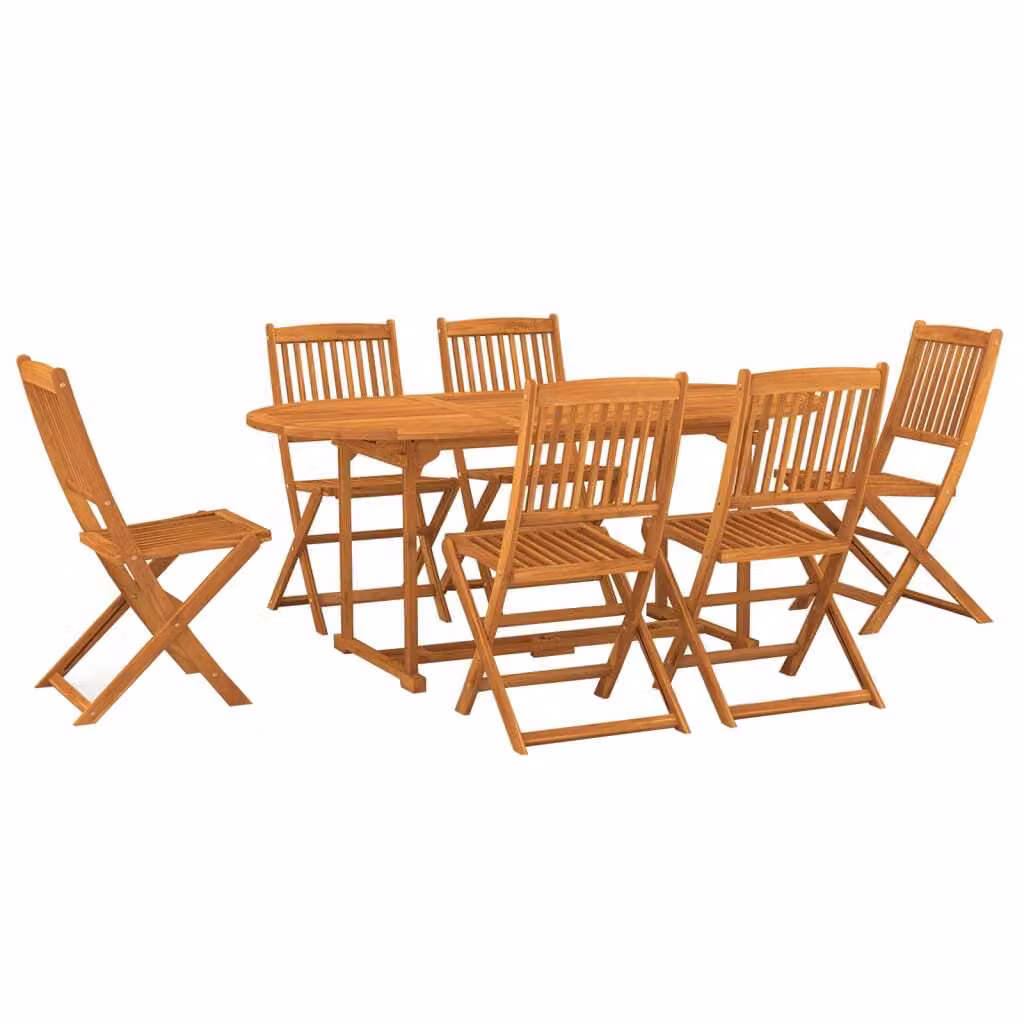 Set da Pranzo da Giardino 7pz 180x90x75cm Legno Massello Acacia