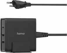 Caricabatterie Hama Charger Station 65W con porte USB Type-A e USB Type-C, Nero