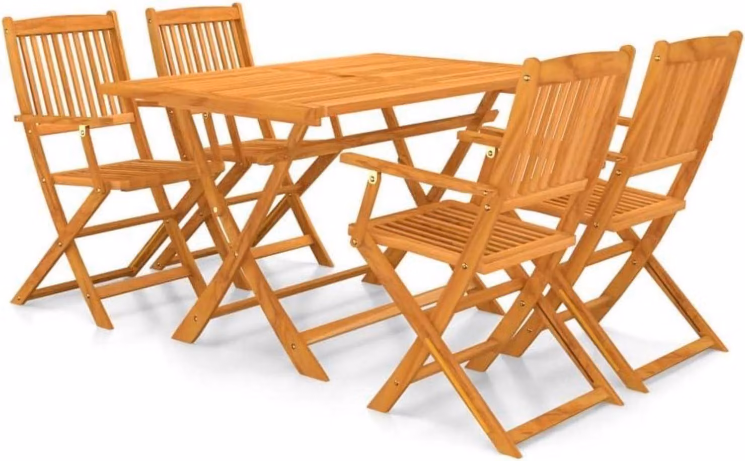 vidaXL Mobili da giardino in acacia massiccia Set da giardino da 5 pezzi foro per ombrellone