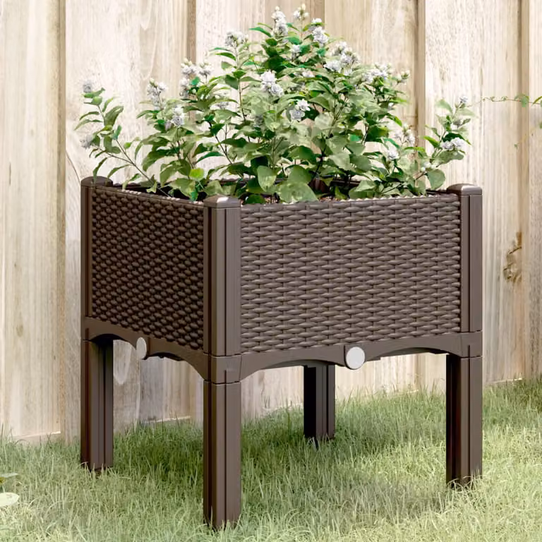 Fioriera da giardino con gambe vidaXL in plastica marrone L 40 cm x P 40 cm x H 42 cm
