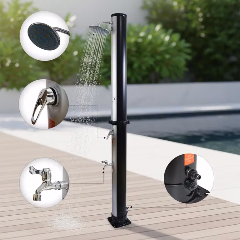 Mucola doccia solare doccia da giardino doccia da piscina doccia da esterno doccia da campeggio doccia a pioggia doccia a pedale doccia da piscina - 20L argento