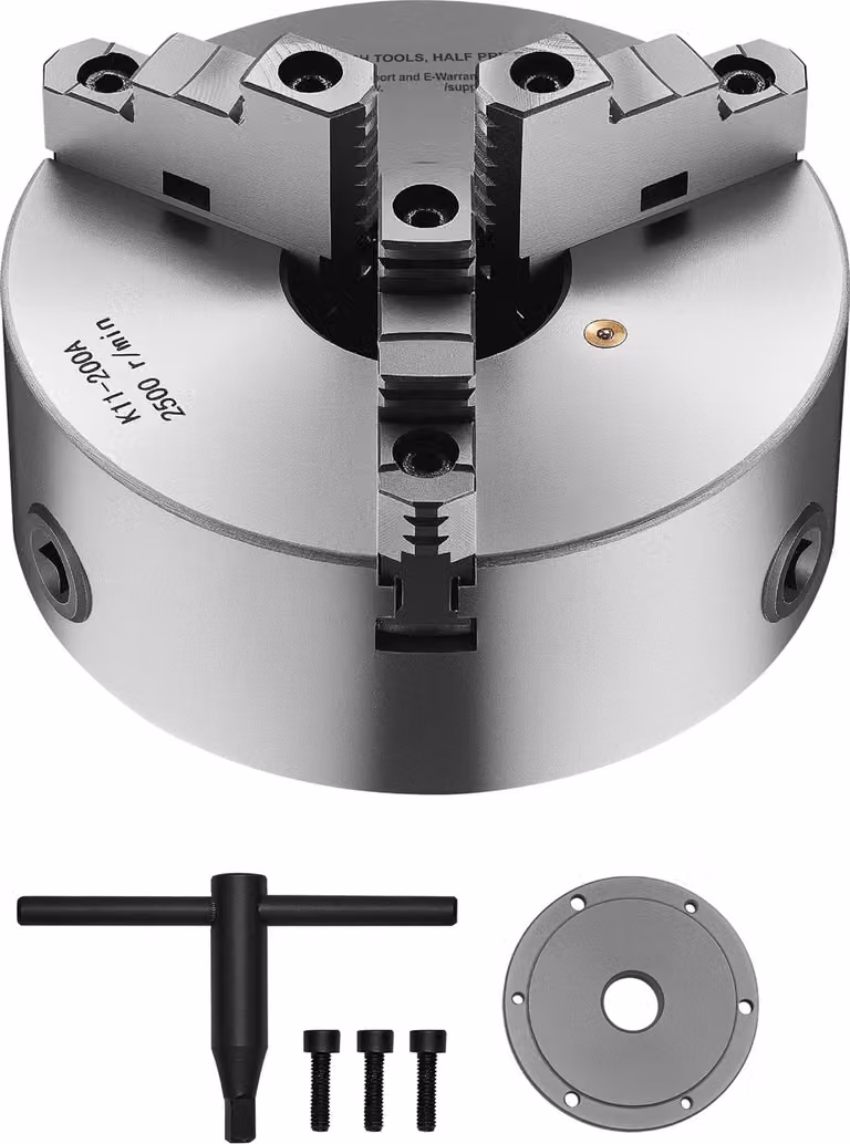 SucceBuy Mandrino a 3 griffe da 200 mm con piastra portante a 8 filetti da 57,15 mm