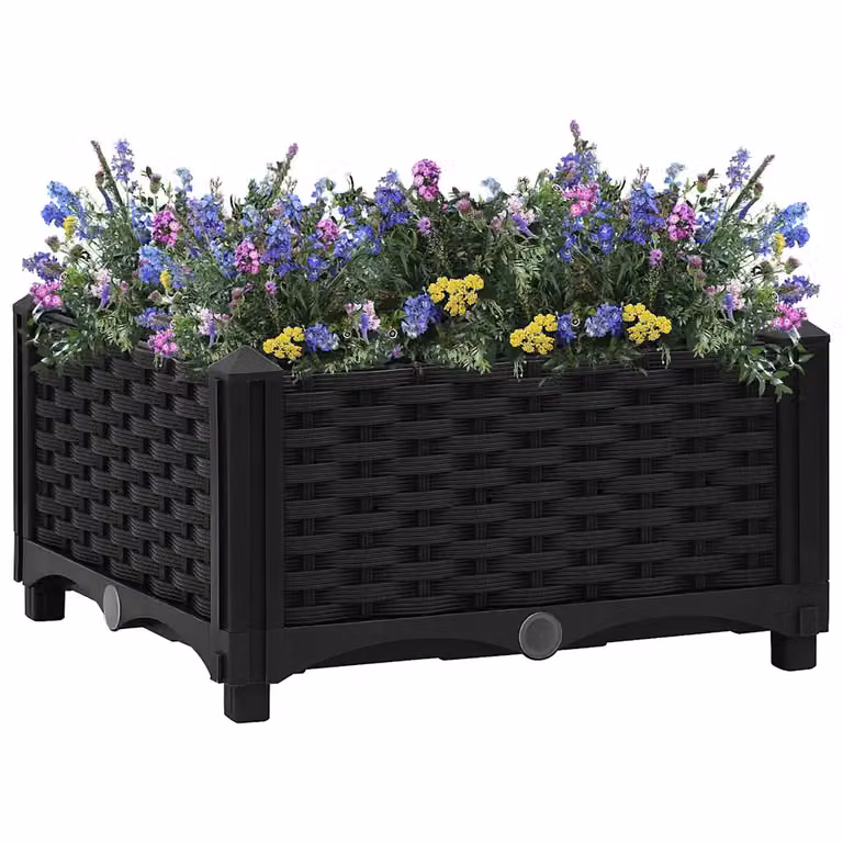 Fioriera Rialzata vidaXL in Plastica Nera L/P/H: 40 x 40 x 23 cm