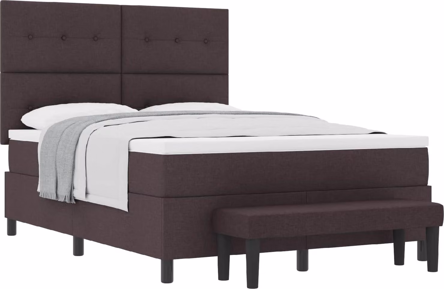Letto a molle con testiera Marrone Scuro 140 x 200 cm Tessuto
