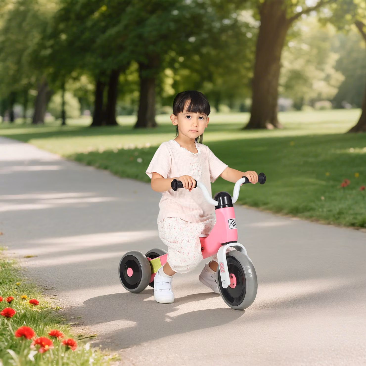 Triciclo per bambini senza pedali AIYAPLAY, da 1 a 3 anni, fino a 20 kg, L/P/H: 69 x 40 x 49 cm, Rosa – 2