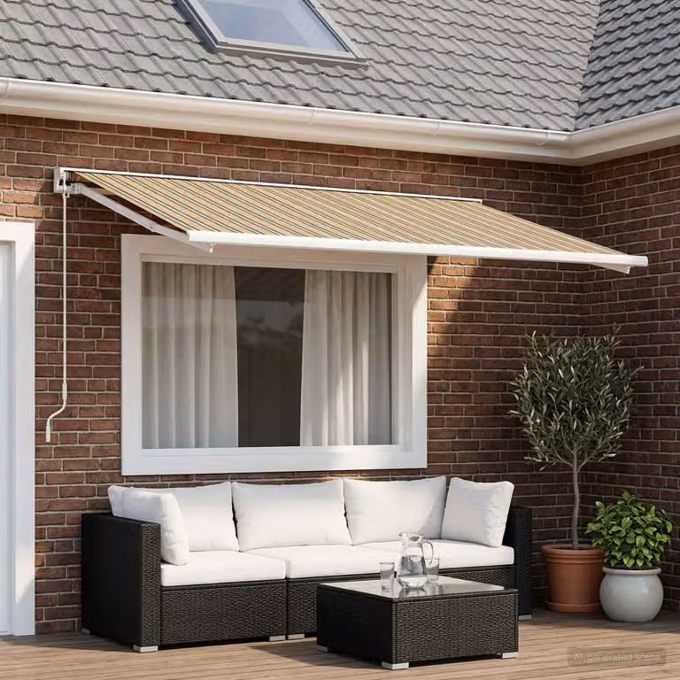 Telo di ricambio per tenda da sole vidaXL in poliestere, Verde e Giallo, L: 600 cm x P: 350 cm