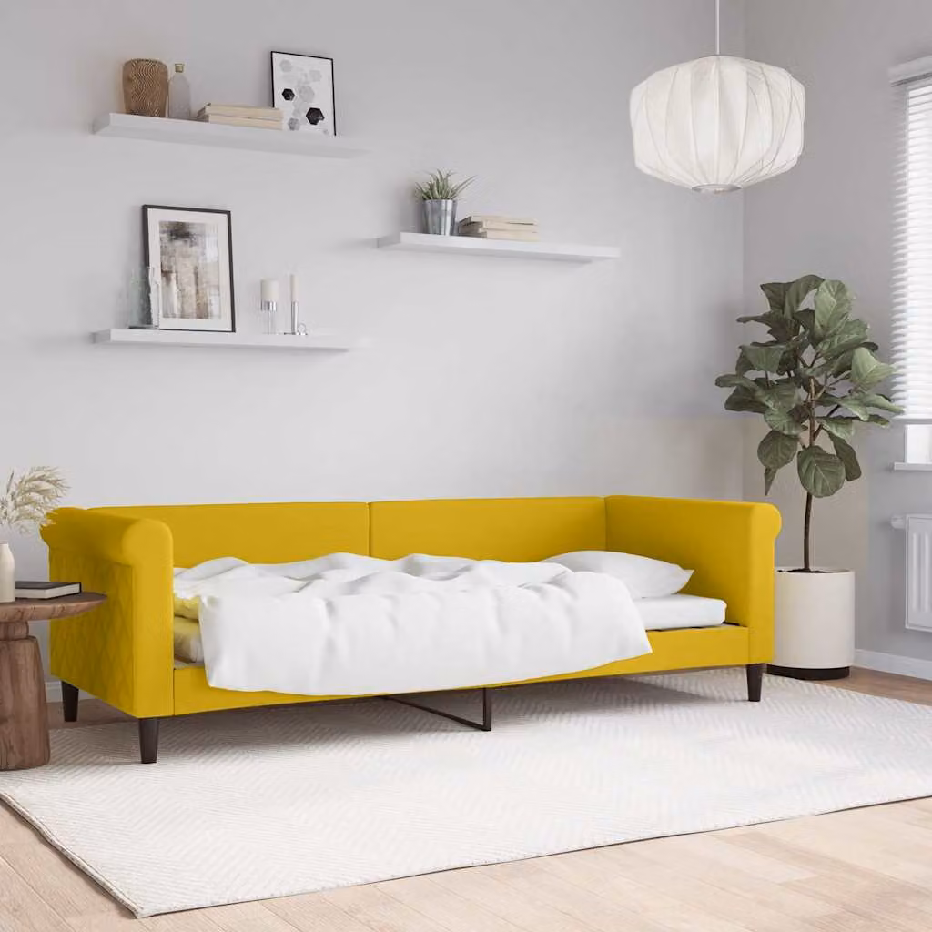 Letto da giorno vidaXL in velluto giallo con struttura in metallo e legno L 200 x P 80 x H 68 cm