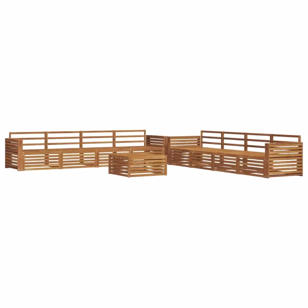 Set di divani da esterno a forma di U vidaXL in legno di acacia massello marrone con cuscini inclusi – 2