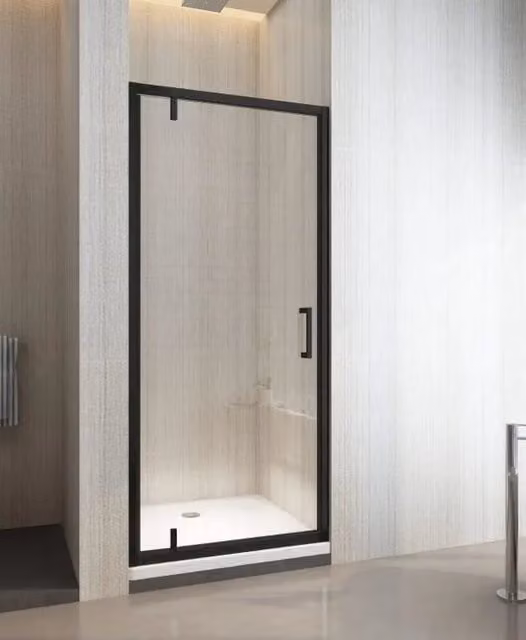 Porta Doccia Pivot Nero Opaco, Cristallo 8mm Trasparente Anticalcare Lasena Nero Opaco,75 cm,200 cm,Incluso
