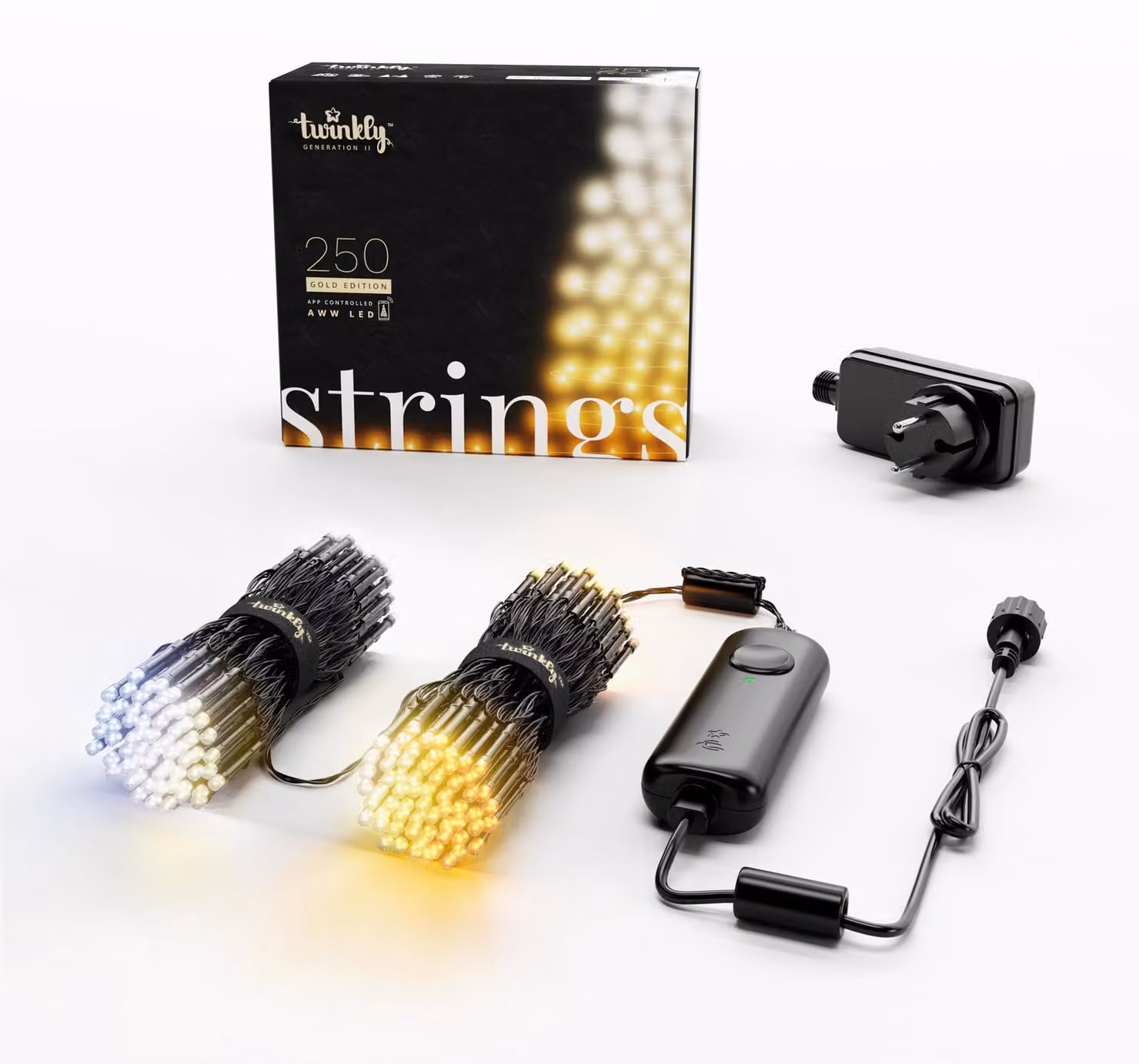TWINKLY Strings 250 Gold Edition (TWS250GOP-BEU) Illuminazione intelligente per albero di Natale 250 LED AWW 20 m