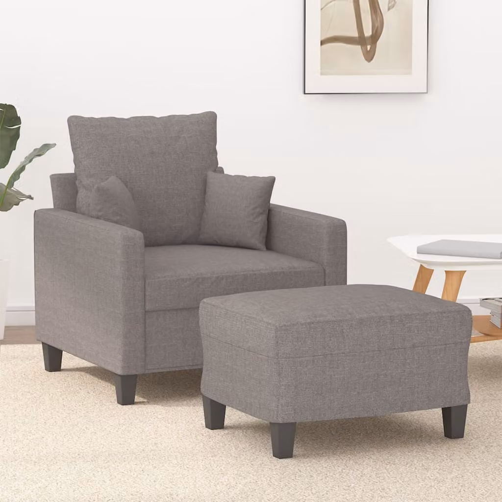 Poltrona relax con poggiapiedi vidaXL in tessuto beige e grigio con braccioli e struttura moderna per soggiorno
