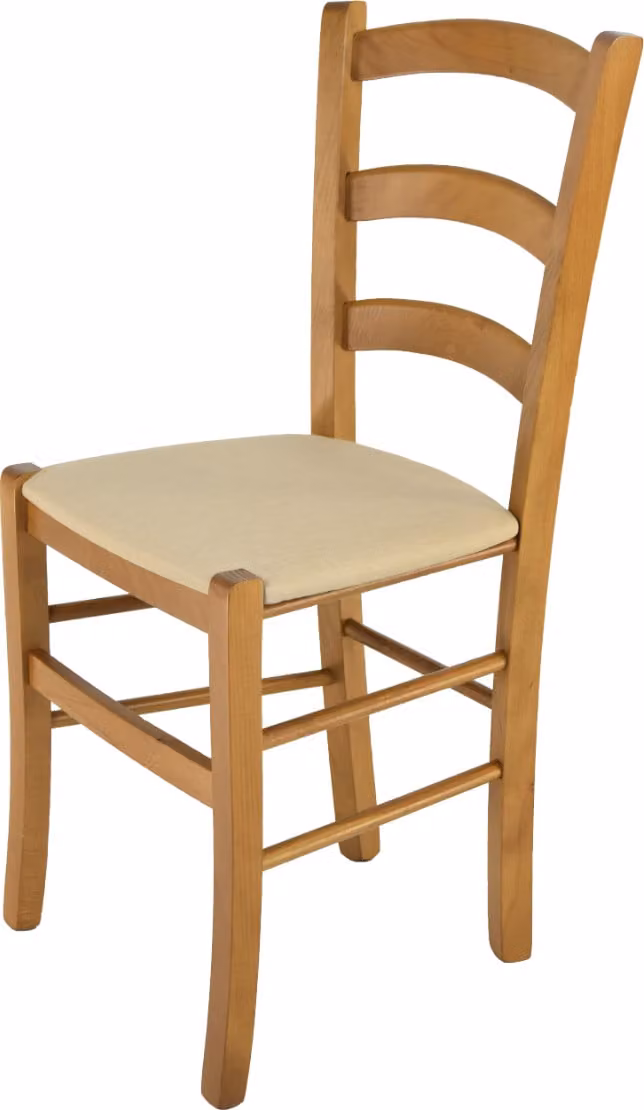 t m c s Tommychairs - Sedia VENICE per cucina e sala da pranzo, struttura robusta in legno di faggio laccato nel colore rovere e sedile imbottito rivestito in STOFFA nel colore canapa
