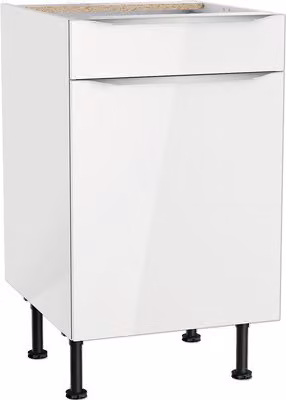 Mobile base Optifit con cassetto e anta a battente Arvid986 LxPxA 50 x 58,4 x 87 cm bianco lucido, smontato, battuta reversibile