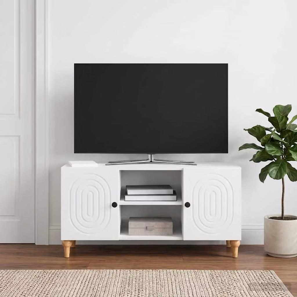 Mobile TV moderno vidaXL Bianco in legno ingegnerizzato L 102 x P 34,5 x H 50 cm