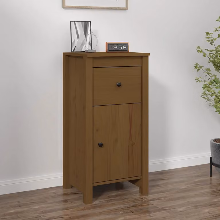 Credenza vidaXL in legno massello di pino marrone, stile rustico, L 40 cm x P 35 cm x H 80 cm