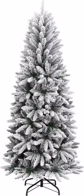 Albero di Natale Artificiale-Albero Natalizio con Neve Floccata 240 cm PVC e PE