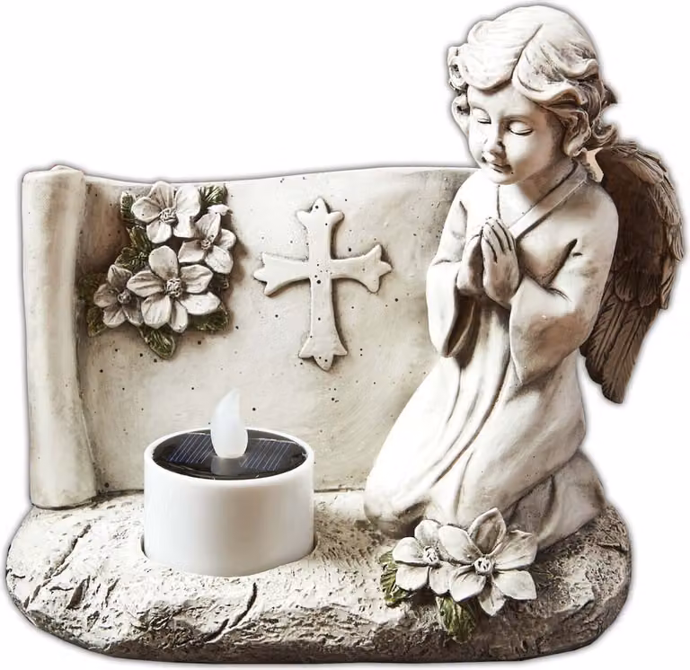 LED solare angelo custode decorazione luce solare angelo figura tomba ornamento angelo giardino luce decorazione trincea angelo resistente alle intemperie angelo figura lampada solare